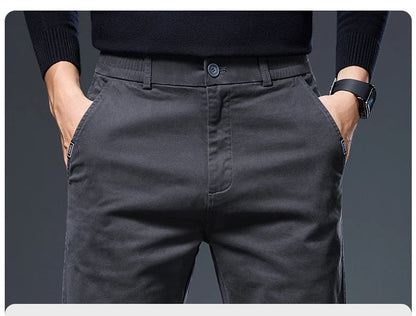 Spring Autumn Male Casual Pants Korean Mens Clothing Business Straight Work Trousers Solid Color Classic Versatile Man Pants