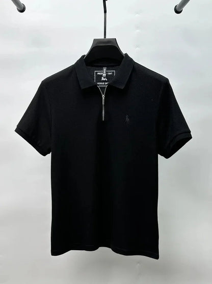 High end brand pony embroidered short sleeve polo shirt unique trend half zipper luxury Paul T-shirt designer's new men's wear