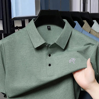 High-End Man T-Shirt Polo Shirt Lapel Button Pattern Printing British Style Summer Hot-Selling Casual Fashion Golf Mens Clothing