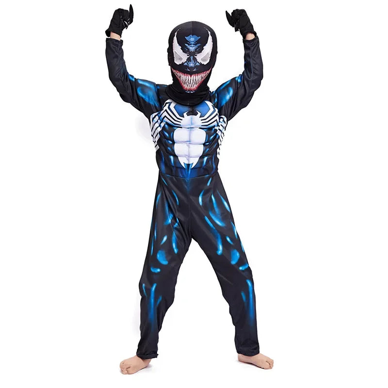 Venom Muscle Costume Cosplay Superhero Kids Suit Disguise Carnival Party Clothing
