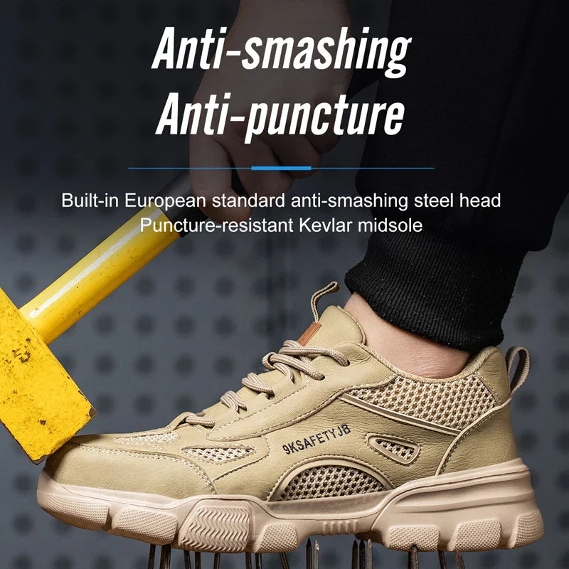 Men Safety Shoes Work Sneaker Anti-smash Non Slip Work Shoes Steel Toe Protection Shoes Lightweight Breathable Industrial Shoes