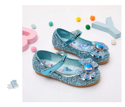 Frozen Girls Princess Shoes Spring and Autumn Flat Paillette Shoes Children's Soft Sole Baby Casual Shoe Party Shoes