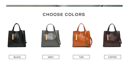 Minimalist Vintage Genuine Leather Tote Women Luxury Classic Top-handle Bag Large Capacity Cross body Shoulder Handbags Business