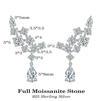 Moissanite Drop Earrings with Certificate 100% 925 Sterling Silver Plated 18k Gold Water Drop Pear Cut Diamond Earring Jewelry