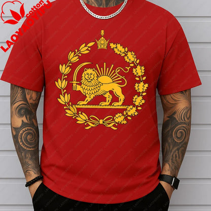 Lion and Sun Iran Persian Flag Iran Tshirt Khorshid Graphic T-Shirt Daily Life Casual Men Women Unisex Cotton Streetwear