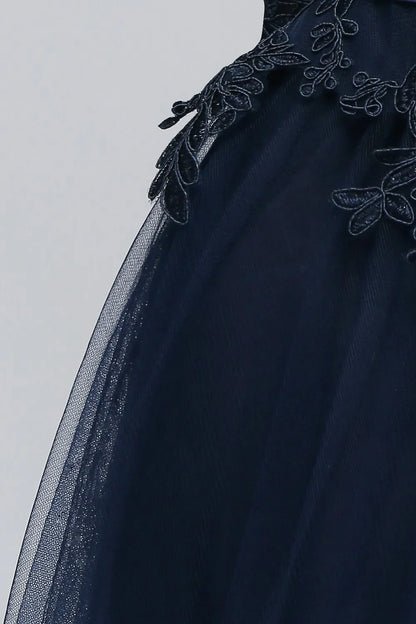 Scoop Neckline Zipper Up Tulle Long Floor-length Dresses Lace Applique Half Sleeve High Split Wedding Evening Party Prom Gowns