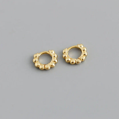925 Sterling Silver Simple Fashion Glossy Beads Gold Huggies Hoop Earrings for Women Gothic Piercing Jewelry Accessories
