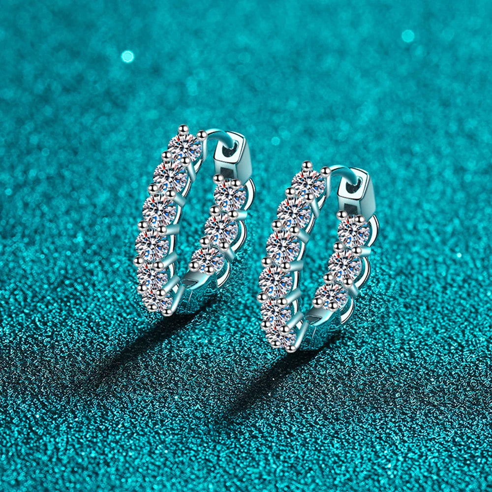 D VVS1 Full Moissanite Hoop Earring GRA Certified 925 Sterling Sliver Plated 18k Earrings for Women Party Gift Jewelry