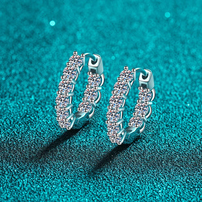 D VVS1 Full Moissanite Hoop Earring GRA Certified 925 Sterling Sliver Plated 18k Earrings for Women Party Gift Jewelry