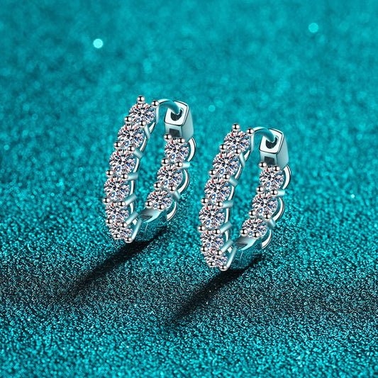 D VVS1 Full Moissanite Hoop Earring GRA Certified 925 Sterling Sliver Plated 18k Earrings for Women Party Gift Jewelry