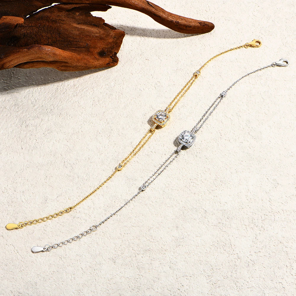 6.5mm 1.0ct Luxury Moissanite Bracelet for Women s925 Sterling Silver Adjustable Tennis Chain Engagement  Fine Jewelry