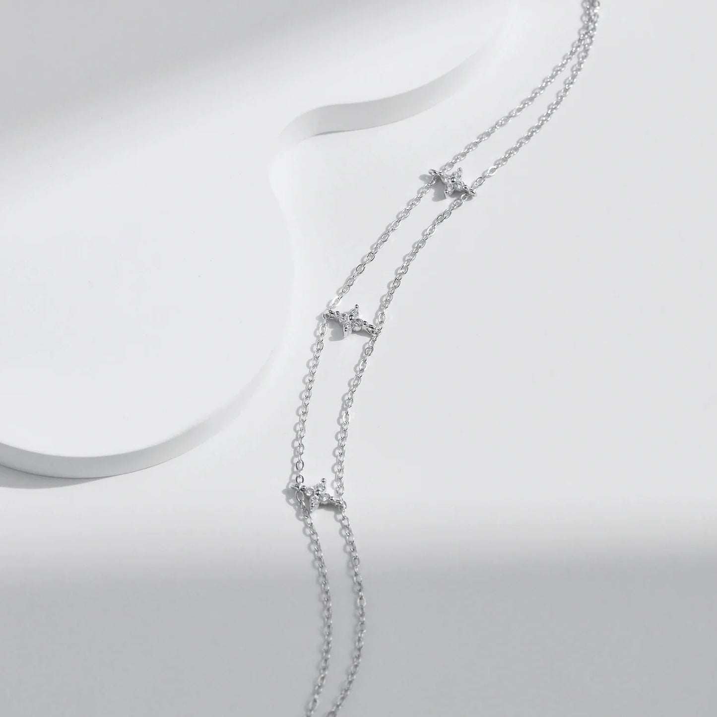 925 Sterling Silver Double-layer Four Leaf Clover Bracelet Trendy Chain Link Bracelets For Women Luxury Jewelry Gift