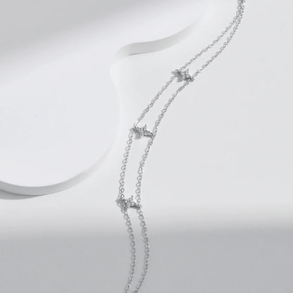 925 Sterling Silver Double-layer Four Leaf Clover Bracelet Trendy Chain Link Bracelets For Women Luxury Jewelry Gift