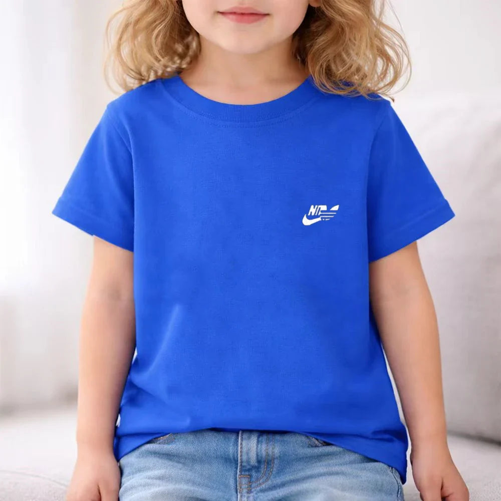 Kids Summer Boy Girl Round Neck Black T-shirt+Shorts Short-sleeved Toddler 3-12Y Casual Sports Set Fashion Pink letter print