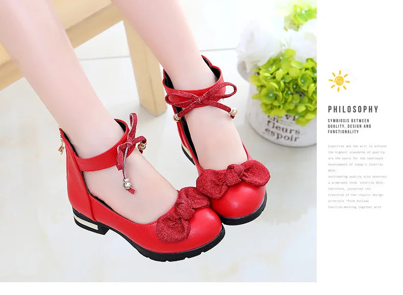 2026 Shiny Bow Stage Elegant Comfortable Catwalk Fashion Spring/summer Students Baby Girls Princess Shoes Cute Kids Sandals