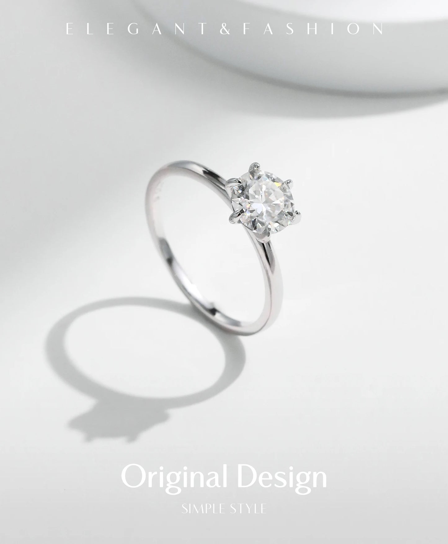 1CT Moissanite Lab Diamond Ring For Women 925 Sterling Silver Wedding Engagement Platinum Plated Fine Jewelry