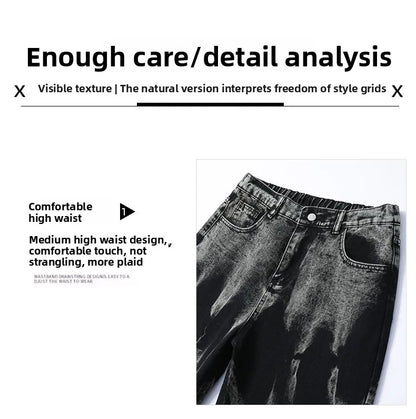 Autumn Men's Baggy Wide Leg Men's Jeans High Street Style Dyed Denim Casual Straight Neutral Wind Baggy Jeans Fashion Versatile