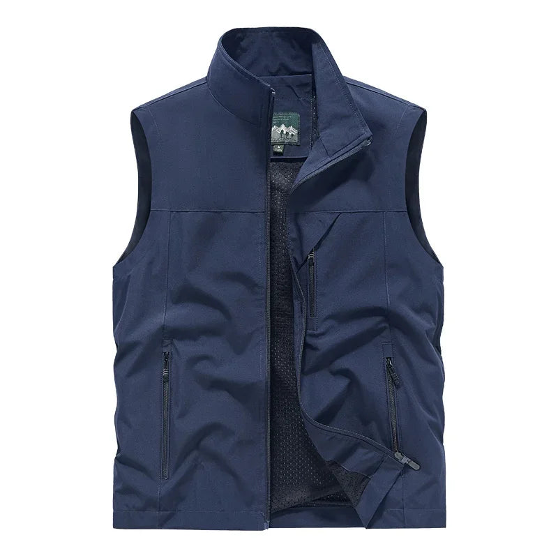 2025 New Fashion Men's Vest Windproof Solid Sleeveless Jacket Motorcycle Ourdoor Waterproof Biker Vest for Men Clothing