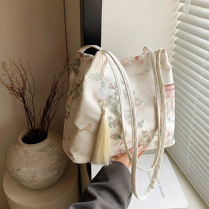 Hot Selling Chinese Style Embroidered Fashionable Women's Shoulder Bag 2026 Summer New Trend Large Capacity Handbag