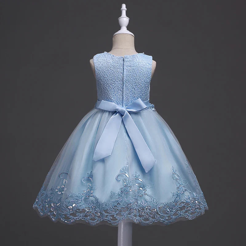 Girl Princess Dress of Korean style sleeveless beaded children's dress dress princess dress lace dress performance