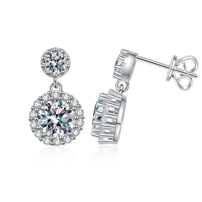 1ct Moissanite Earrings for Women S925 Sterling Silver 18k White Gold Plated Diamond Drop Earring Gifts with Certificate