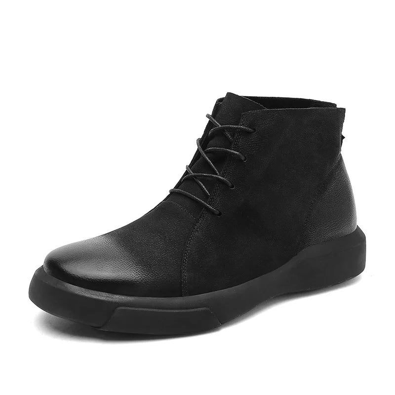 Men's Chelsea Cotton Boots Winter Men's Genuine Leather Shoes High Top Men Plush Sapato Social Masculino Zapatos Para Hombres
