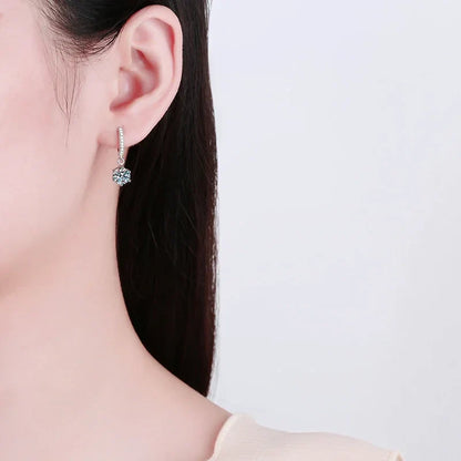 1ct Moissanite Drop Earring for Women Sparkling Diamond Earrings S925 Sterling Silver White Gold Plated Wedding Jewelry