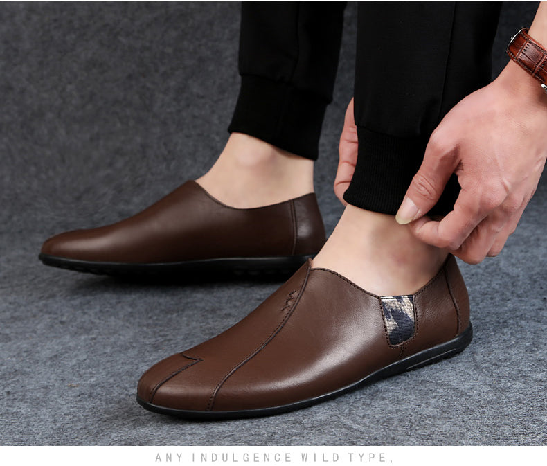 Genuine Leather Men Casual Shoes Luxury Brand Soft Mens Loafers Breathable Moccasins Slip on Lazy Driving Shoes Plus Size 38-47