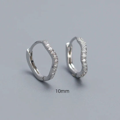 925 Sterling Silver Fashion Statement Gold Wavy Geometry Huggies Hoop Earrings for Women Bohemian Jewelry Ear Buckle Gift