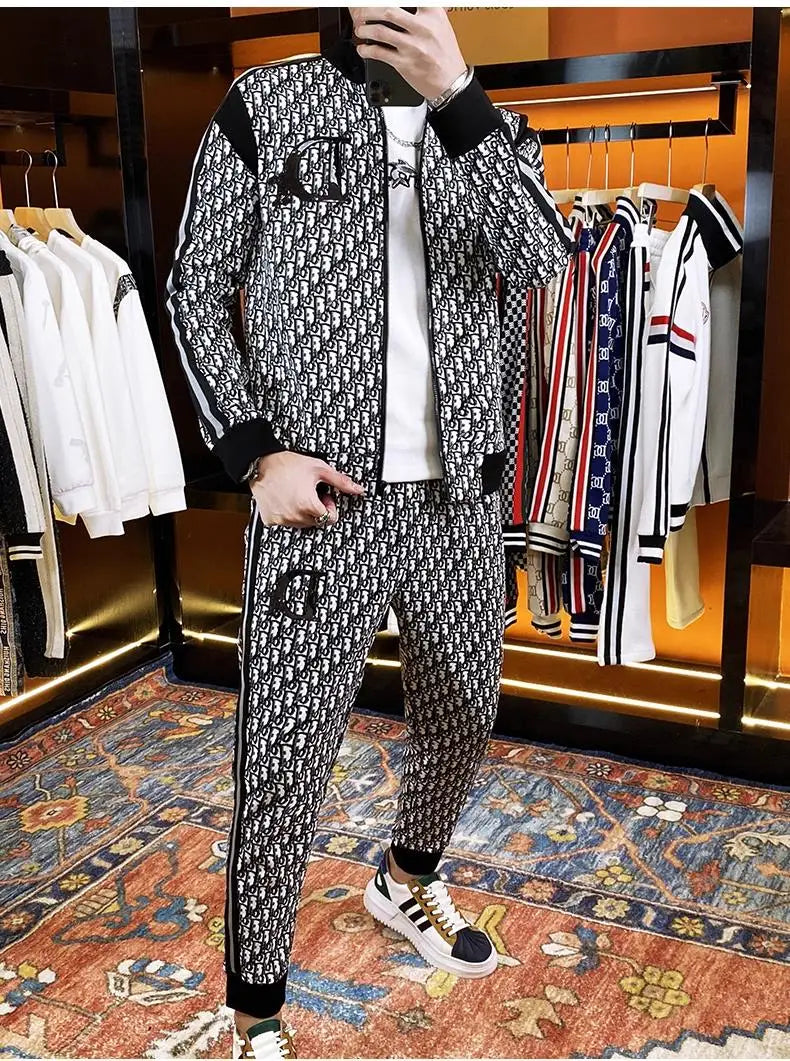 Spring and autumn men's casual suit 2025 new coat men's clothing ruffian handsome set with autumn two-piece set