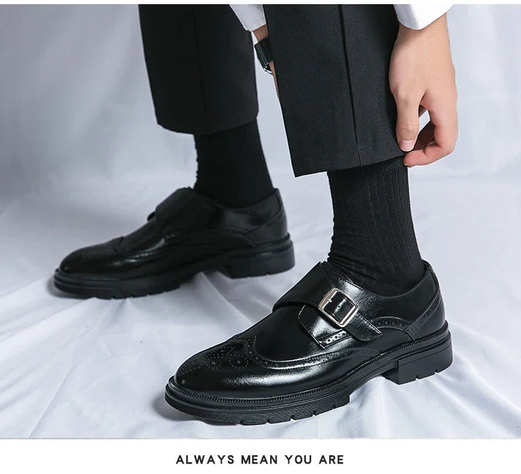 Fashion Formal Wedding Shoes Men Trend Casual Business Leather Shoes For Men High Quality Social Brogues Leather Shoes Male