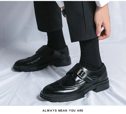 Fashion Formal Wedding Shoes Men Trend Casual Business Leather Shoes For Men High Quality Social Brogues Leather Shoes Male