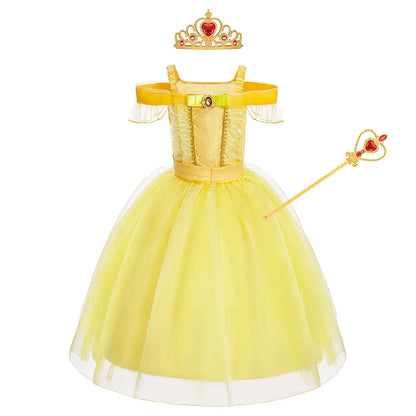 Girls Beauty and Beast Bell Costume Kids Summer Carnival 3 4 5 6 7 8 9 10 Years Dress Kids Princess Performance Cosplay Dresses