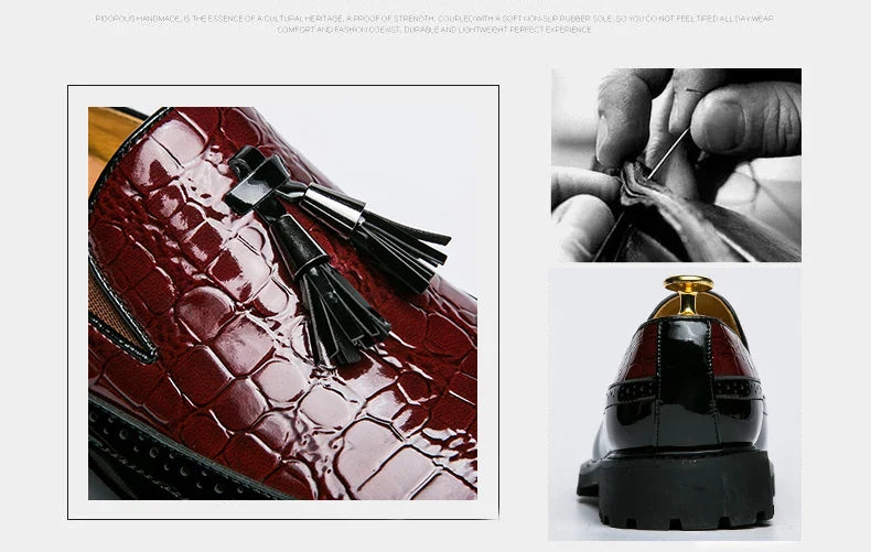 High Quality Casual Business Leather Shoes Men Formal Men's Dress Shoes Classic Tassels Retro Office Social Leather Loafers Male