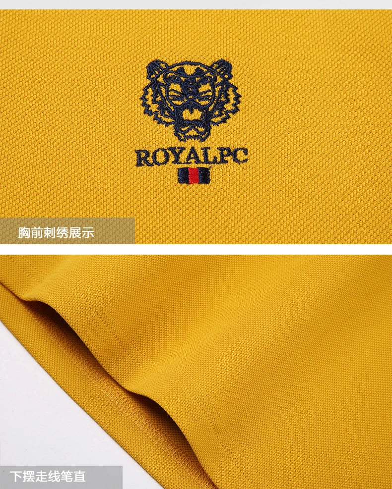 100% Cotton high-End Brand Men's Summer Exquisite Embroidery Short Sleeved Polo Shirt Trend Casual Lapel T-Shirt Men's Clothing