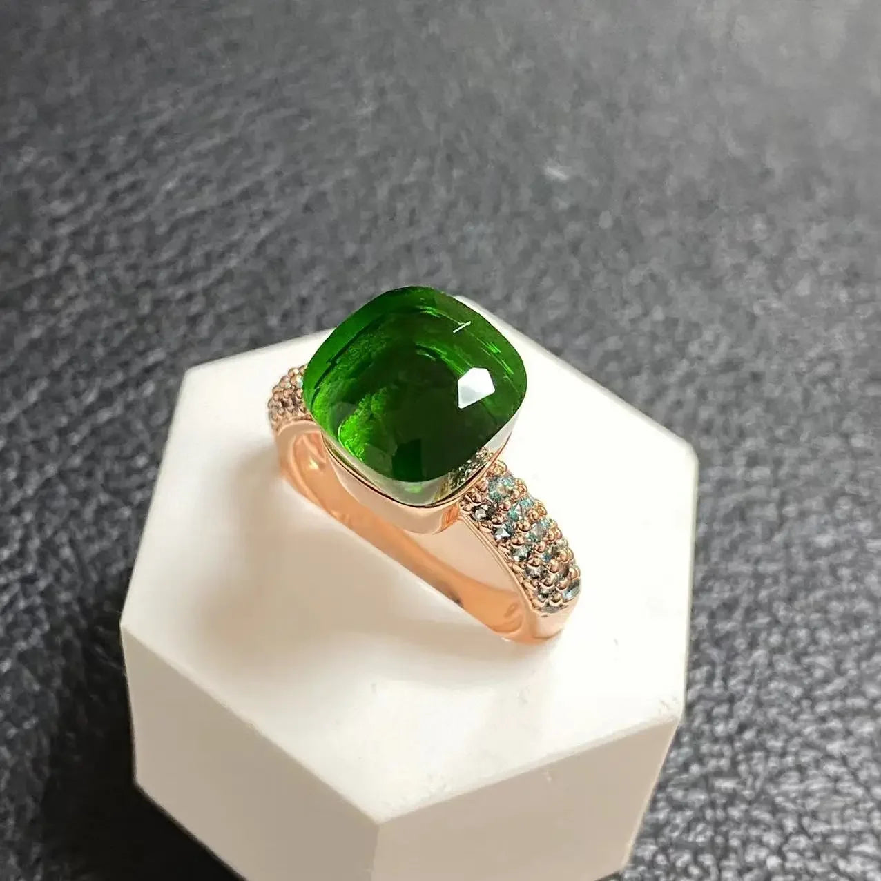 10.6mm Topaz Ring For Women Inlay Light Blue Zircon Candy Water Drop Crystal Ring Rose Gold Plated Jewelry Gift