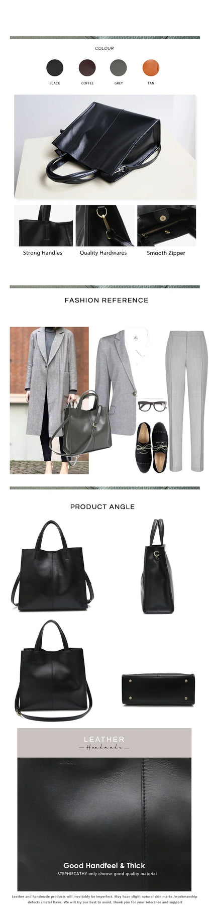 Minimalist Vintage Genuine Leather Tote Women Luxury Classic Top-handle Bag Large Capacity Cross body Shoulder Handbags Business