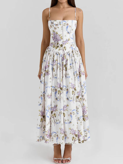 Summer Clothes for Women Midi Elegant Dress 2025 New Arrivals White Floral Print Holiday Dress