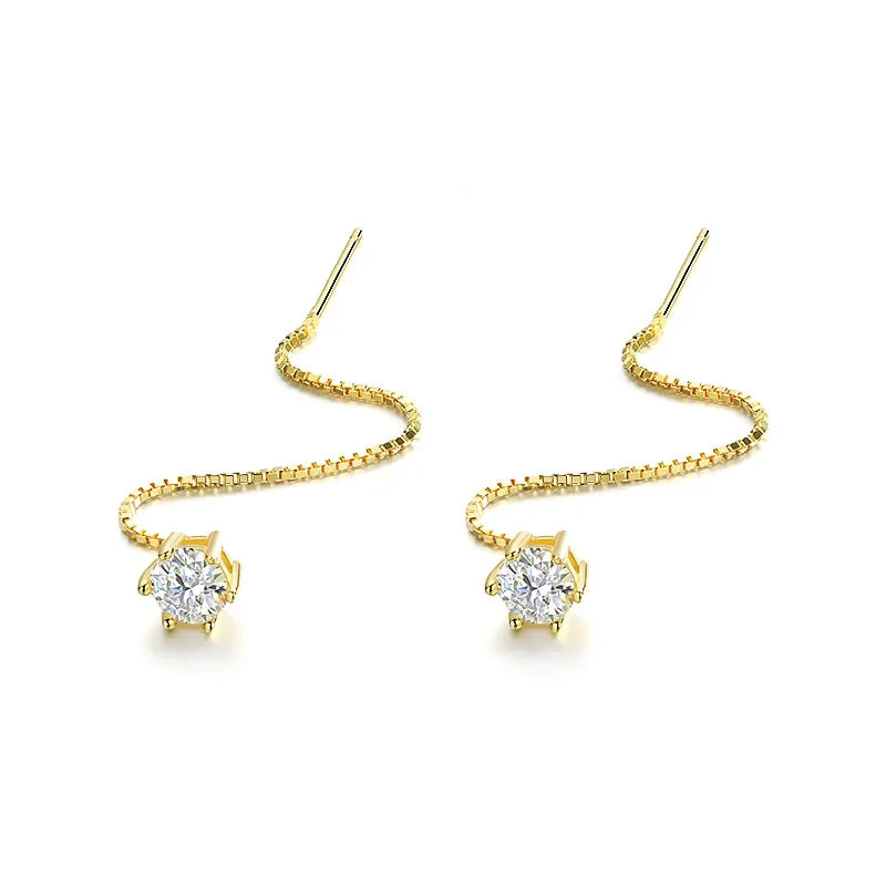 Each 0.5/1CT Tassel Moissanite Drop Earrings for Women 925 Sterling Silver Plated 18k Gold Jewelry Sparkling Earring
