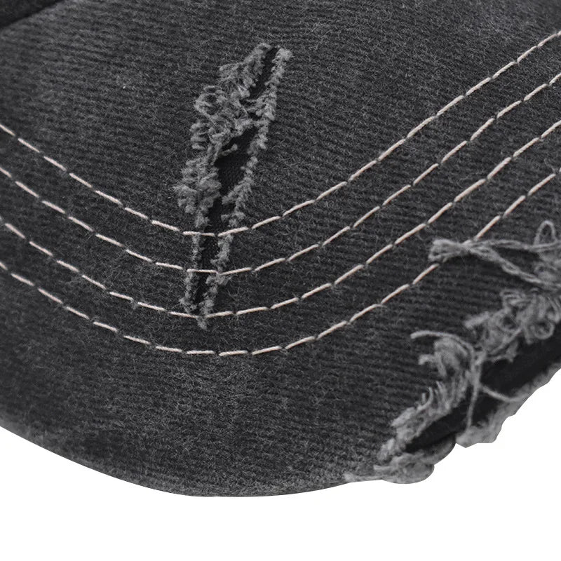 Vintage Washable Cowboy Baseball Cap Embroidery Snapback Hat for Men Women Worn Out Hip Hop Caps Adjustable Solid Cotton Sun Hat