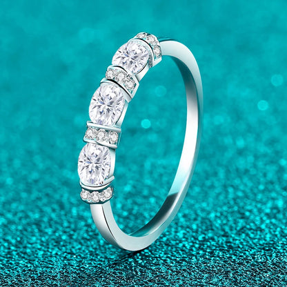 Oval Cut Full Moissanite Ring for Women 925 Sterling Silver with White Gold Plated Lab Diamond Wedding Gemstone Rings