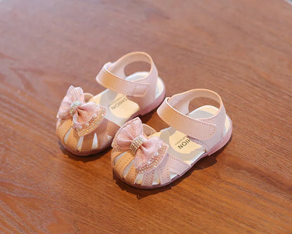 Summer Baby Girls Sandals Bowtie Fashion Pink Princess Toddler Shoes Soft Sole Baby Shoes 0-3 Years chaussure enfant fille