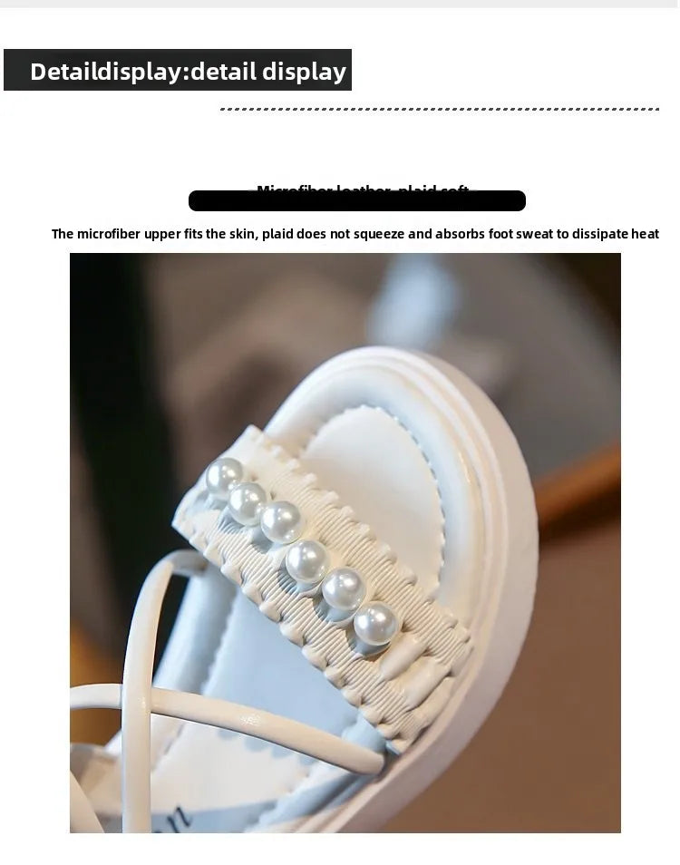 Girls' sandals 2026 Summer new little girl fashion Big Children's Beach Shoes Children's sandals Pearl Princess shoes for kids