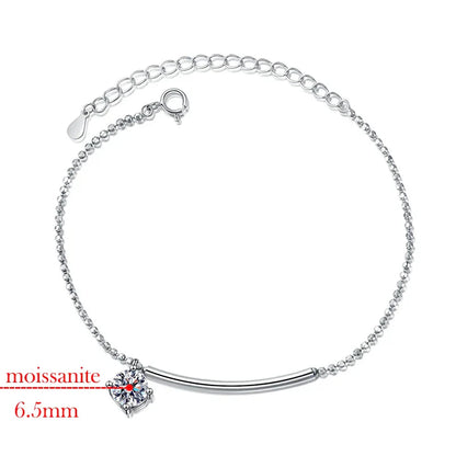 1CT Solitaire Moissanite Bracelets for Women D Color Simulated Diamond Bangles S925 Sterling Silver Jewelry Wedding Gift