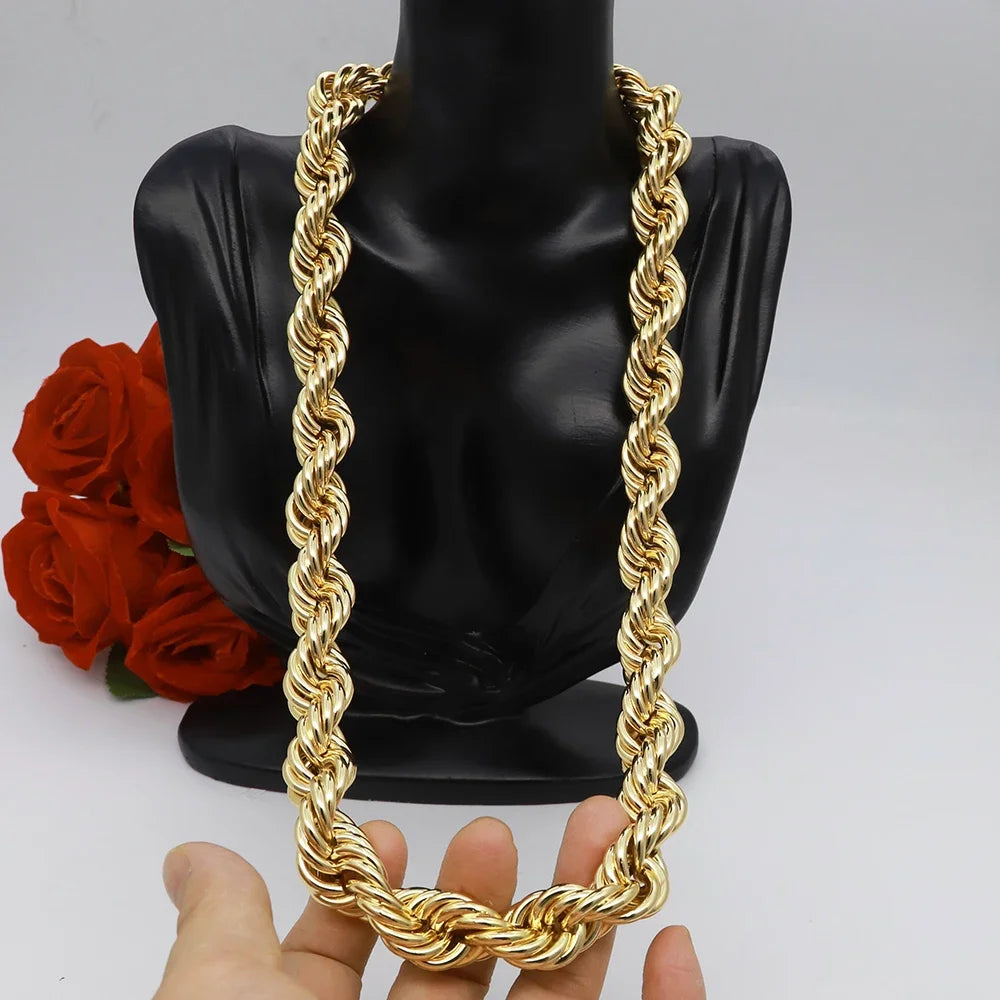 60cm 24in Punk Thick Chain Bicolor Gold-Plated Necklace For Men Women Hip Hop Luxury Copper Chain Dubai Jewelry Neck Party Gift