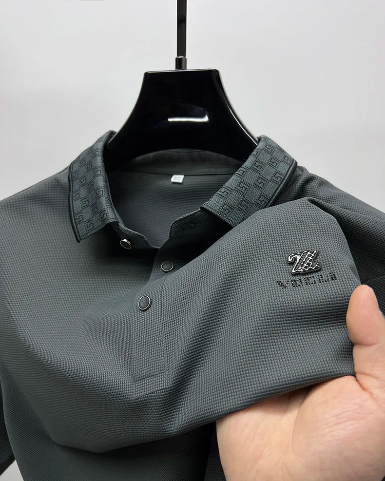 High-end brand short sleeve men's POLO shirt Summer New fashionable and personalized print design breathable ice silk T-shirt