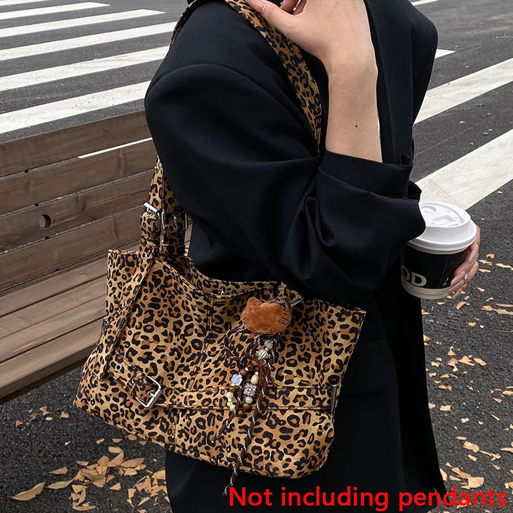 Casual Large-Capacity Leopard Print Women's Bag New Lightweight Versatile Shoulder Bag Relaxed Commuting Tote Bag