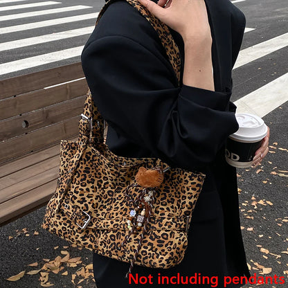 Casual Large-Capacity Leopard Print Women's Bag New Lightweight Versatile Shoulder Bag Relaxed Commuting Tote Bag
