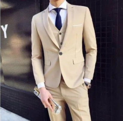 Men's 3 Piece Suit Notch Lapel Business Casual Wedding Groom Formal Wear Summer