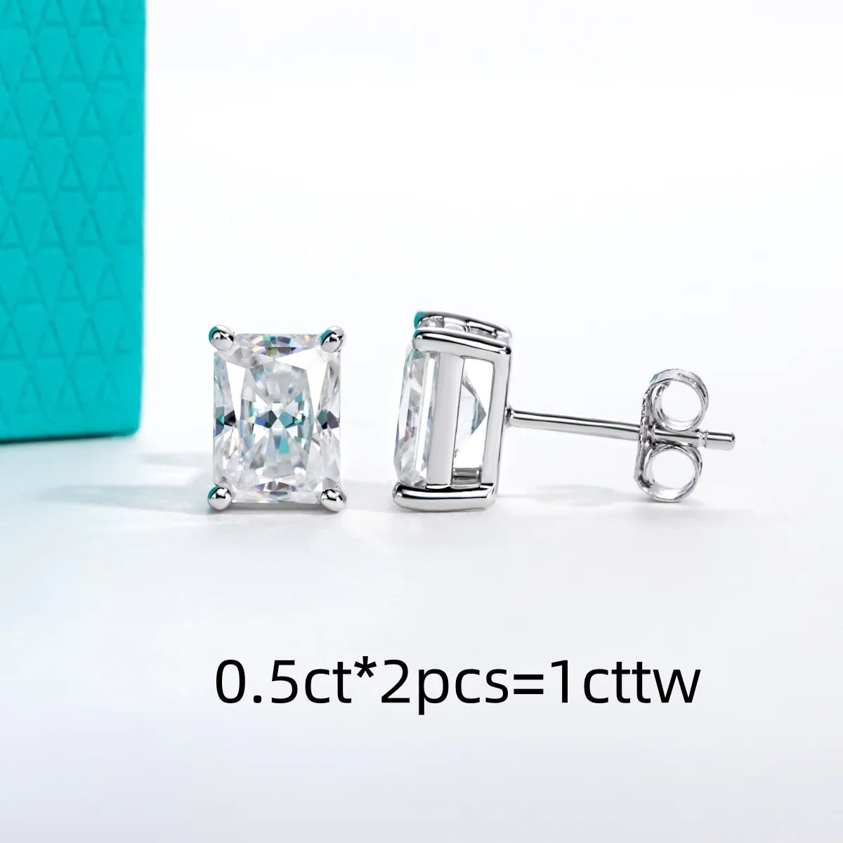 1cttw-6cttw Radiant Moissanites Earrings 925 Sterling Silver D Color VVS1 Moissanite Classic Stud Earrings for Woman
